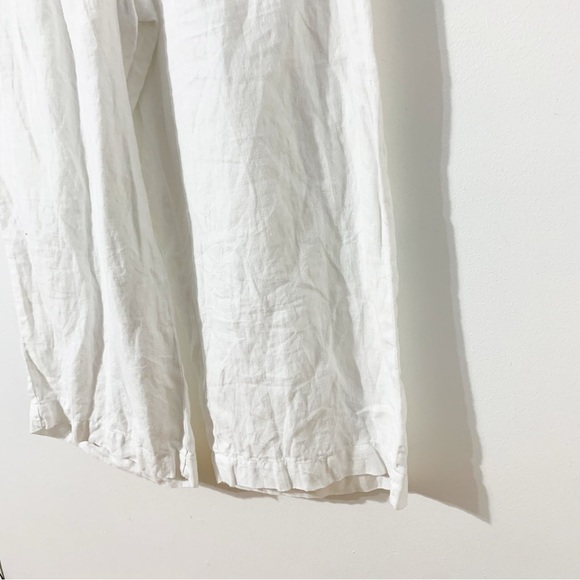 Talbots Linen Drawstring Elastic Waist Cropped Pants Front / Back Pockets White - Picture 5 of 9